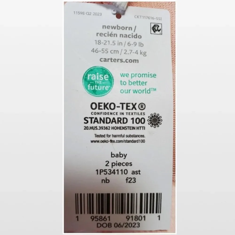 New Carters Outfit Baby Girl Newborn 1st Halloween 2 Piece Set Pink White NWT - Picture 15 of 16